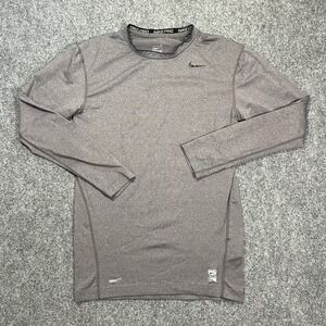 Nike Pro Long Sleeve Shirt Men's Size Large Gray Dri Fit Base Layer Workout Gym
